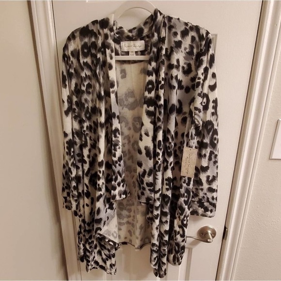 French connection super soft flowing‎ hem ocelot jacket plus size 2X NEW!!!! - Picture 1 of 6